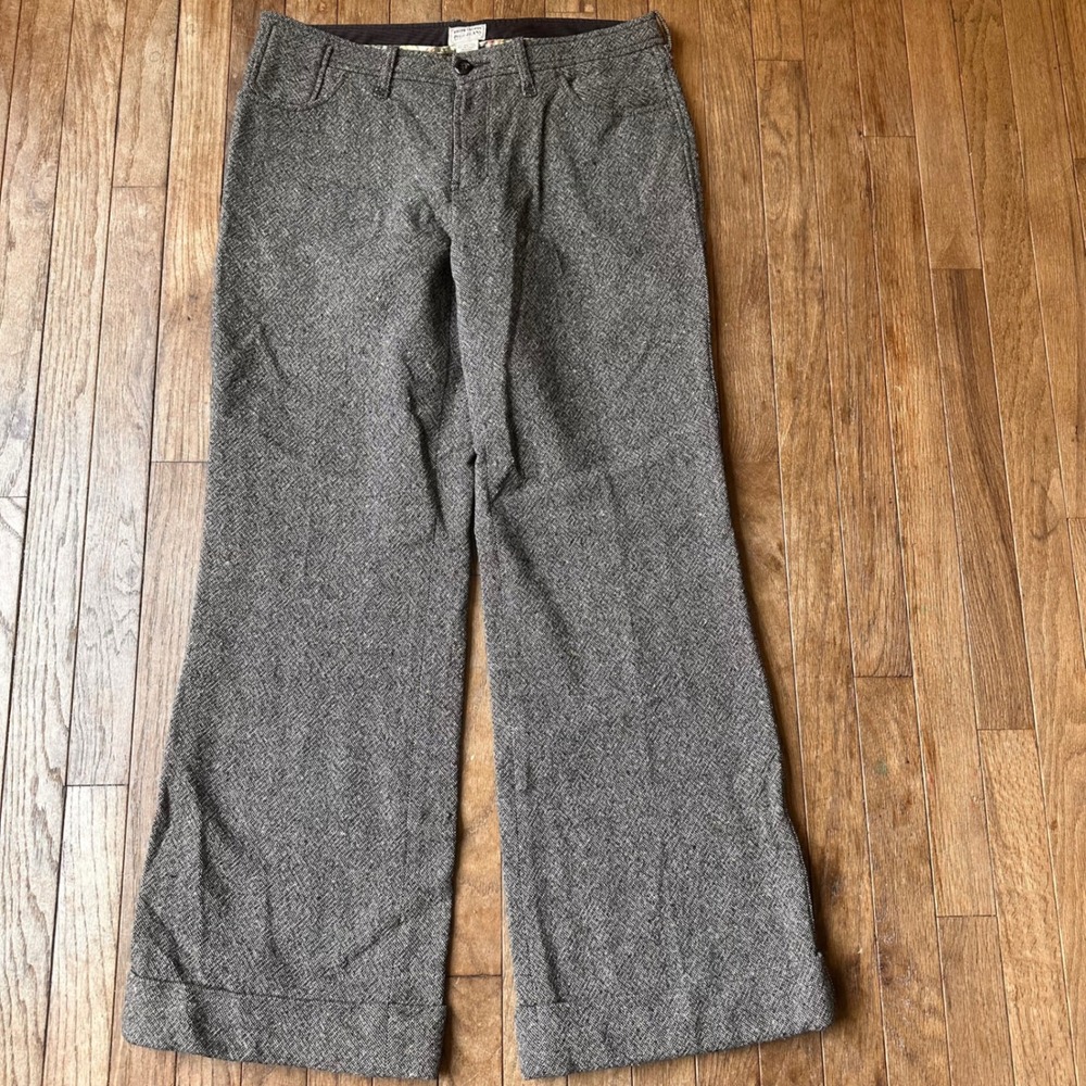 Y2K Vtg Ralph Lauren Polo Jeans Wool Blend Pants Womens 12 Wide Leg Tweed Cuffed